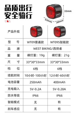 33*30*33mm WEST BIKING Lampes de freinage de vélo avec LED de signal de virage et charge type C