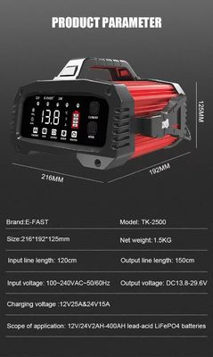 - Design chic Foxsur 12V 24V 25A Chargeur de batterie intelligent pour voiture