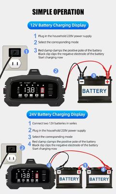 - Design chic Foxsur 12V 24V 25A Chargeur de batterie intelligent pour voiture