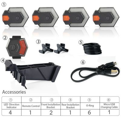 Commande à distance sans fil Indicateur de direction LED Lampe d'avertissement cycliste pour navetteurs