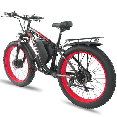 26AH 2000W Haute puissance à deux roues motrices Vélo électrique à double moteur avec pneu gras 26x4.0 pouces