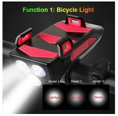 USB Rechargeable LED vélo phare vélo corne porte-téléphone Powerbank pour la nuit