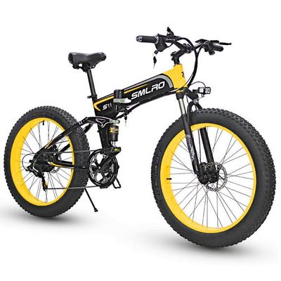 Vélo électrique pneu pliant 13AH SMLRO S11 26x4.0 pouces 48V 1000W moteur 7 vitesses