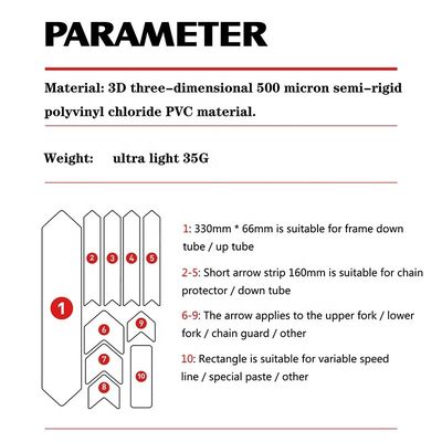 Autocollants de vélo en PVC pour la protection anti-dérapant du cadre du VTT et la conception personnalisée du vélo de route