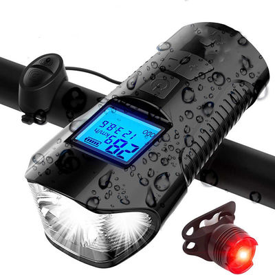 Chargeur USB noir Vélo Lumière avant lampe de poche manette tête de vélo Lumière compteur de vitesse écran LCD