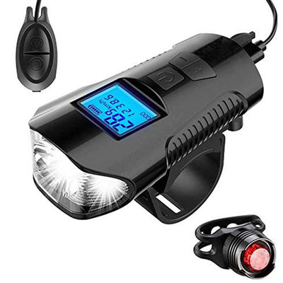 Chargeur USB noir Vélo Lumière avant lampe de poche manette tête de vélo Lumière compteur de vitesse écran LCD